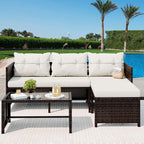 Vongrasig 3 Piece Patio Furniture Sets, All-Weather PE Wicker Outdoor Sofa - Image 2