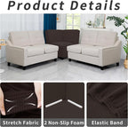Easy-Going Stretch Soft Sectional Corner Sofa Couch Slipcover Chocolate | - Image 4