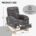 NIOIIKIT Modern Nursery Rocking Chair, Teddy Upholstered Rocking Chair - Image 2