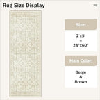 Soalmost Runner Rug 2x5 Washable Non-Slip Kitchen Entry Runners Beige/Brown | - Image 5