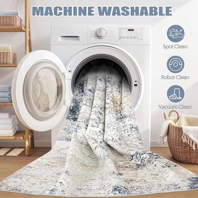 DMOYEST Washable Runner Rug for Hallway: 2x6 Neutral Modern Abstract Low Pile - Image 9