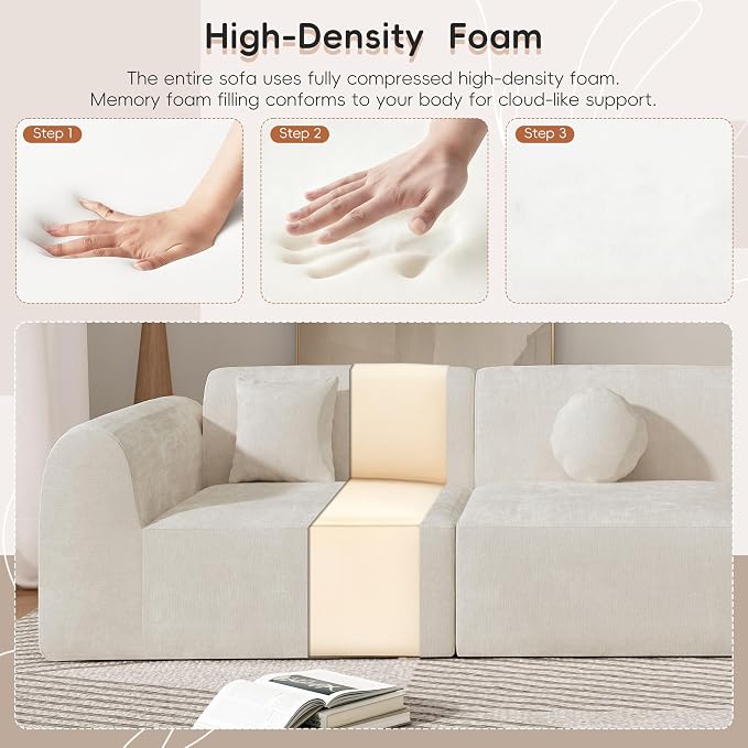 Merax 140" Curved Polyester Sectional Sofa Set, Modern Cloud Couch - Image 5