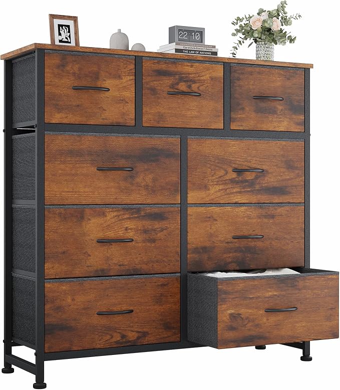 OLIXIS Dresser for Bedroom, 9 Storage Drawers, Wide Fabric Closet Chests by OLIXIS