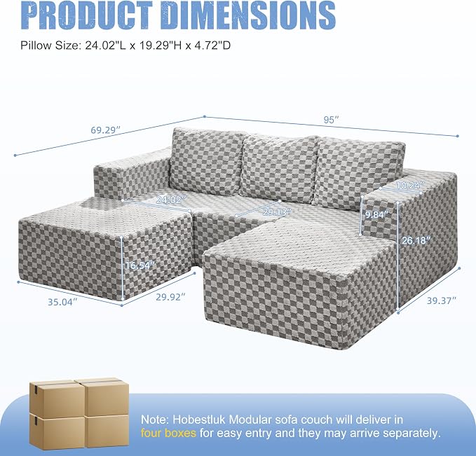 Hobestluk Modular Sectional Sofa Memory Foam Couch Oversized Sectional Sofa - Image 2