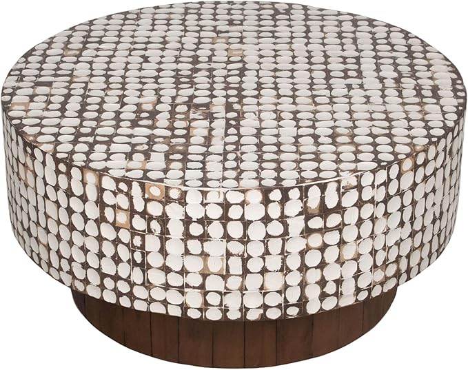 East at Main Round Coffee Table – White Boho Cocktail Table - Image 5