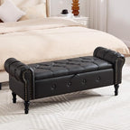 Storage Bench for Bedroom, Faux Leather 51" End of Bed Bench, Queen Size Bench by HOMYKA