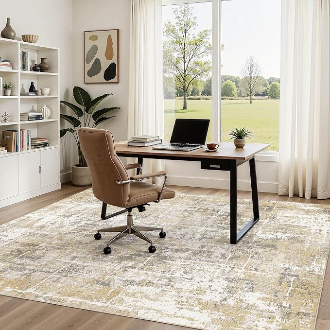 DMOYEST Area Rug Living Room Rugs 6x9 Washable Abstract Carpet | Neutral Modern - Image 4