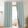 NICETOWN 100% Blackout Seafoam Green Linen Curtains 90" Length by NICETOWN