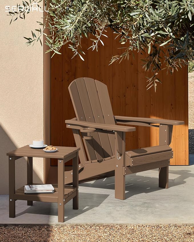 SERWALL 2-Tier HDPE Outdoor Side Table, Weatherproof Rectangular Adirondack - Image 7
