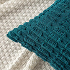 MIULEE Corduroy Decorative Throw Pillow Covers 18x18 Teal Pack of 2 | Soft Boho - Image 2