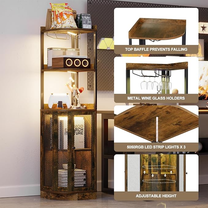 EOYUTLLY Corner Bar Cabinet - Image 6