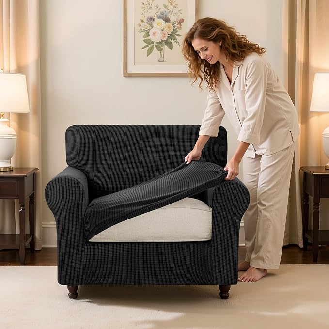 SUBRTEX 3 Pieces Stretch Sofa Slipcover Sets Couch Cover Sets Backrest Cushion - Image 4