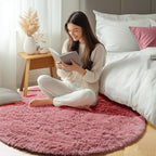 Blush Round Area Rugs 4ft for Bedroom Living Room, Fluffy Circle Rug for Kids - Image 7