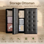 LINLUX Extra Large Leather Storage Ottoman, 35.5 Inch Large Square Lift Top - Image 3