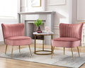 Velvet Accent Chairs Set of 2 Comfy Living Room Chair Armless Slipper Chair Mid by Janoray