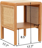 Aklaus Rattan Side Table Small End Table mid Century Living Room Wood Vintage - Image 2
