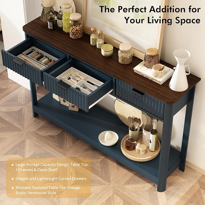 RUSTOWN Fluted Wood Console Table - Image 4