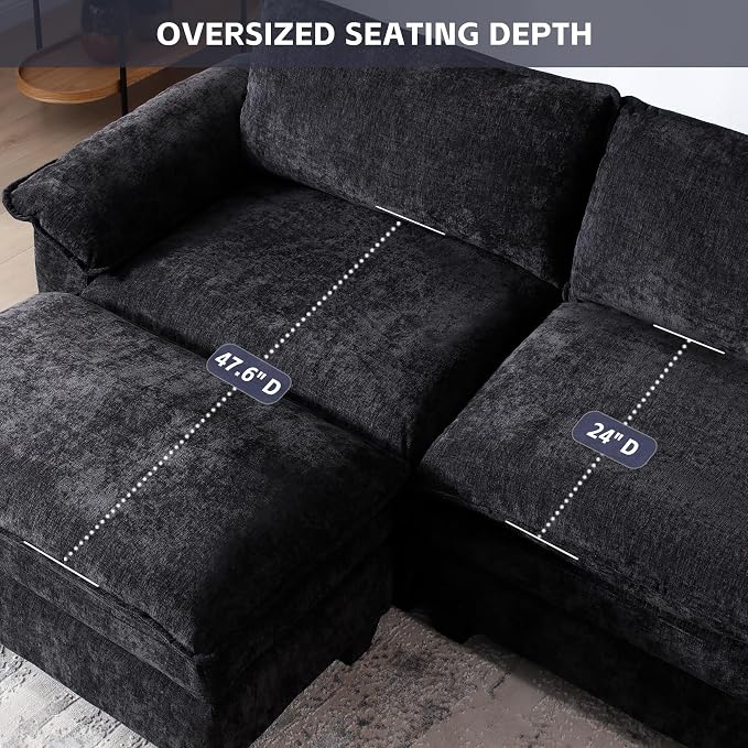 mestyl Modular Sectional Sofa Comfy Cloud Couch, 3 Deep Seat Sleeper Sofa Couch - Image 6