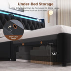 Queen LED Velvet Bed Frame - Image 4
