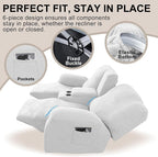 Recliner Loveseat Covers with Console, 6-Piece Stretch Geometric Strokes - Image 4