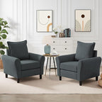 Mid-Century Accent Chairs Set of 2, Modern Linen Fabric Armchair by Chireca