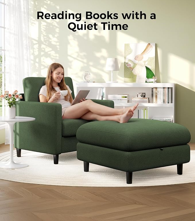 Welzona Sofa Accent Chair with Ottoman, Tool-Free Setup Living Room Accent - Image 6