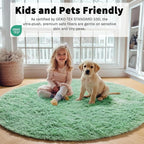 Sage Green Round Rug 4ft, Fluffy Circle Area Rugs - Image 3