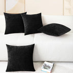 CaliTime Decorative Couch Throw Pillow Covers 18 X 18 Inches Black | Pack of 4 - Image 6