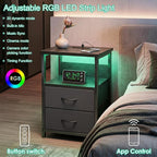 Fixwal Night Stand with Charging Station, LED Nightstand with U-S-B Ports and - Image 4
