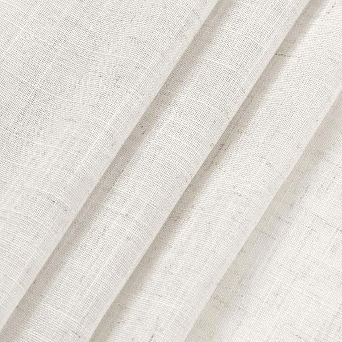 Beige White Linen Curtains for Living Room 86 Inches Long Back Tab and Rod - Image 9