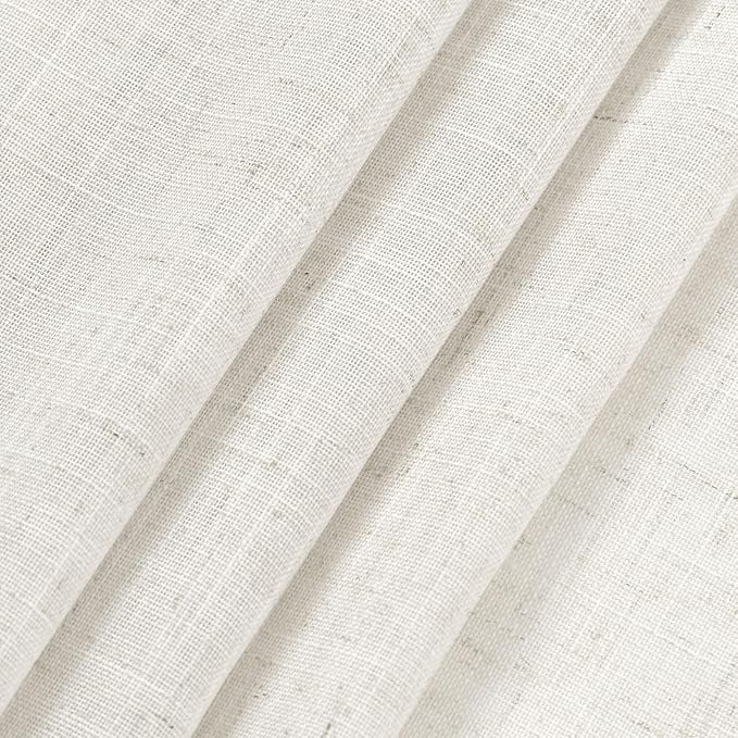 Beige White Linen Curtains for Living Room 78 Inches Long Back Tab and Rod - Image 9