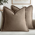 MIULEE Linen Decorative Fall Euro Throw Pillow Covers Cocoa Brown 28x28 | Set by MIULEE