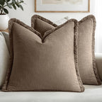 MIULEE Linen Decorative Fall Euro Throw Pillow Covers Cocoa Brown 28x28 | Set by MIULEE