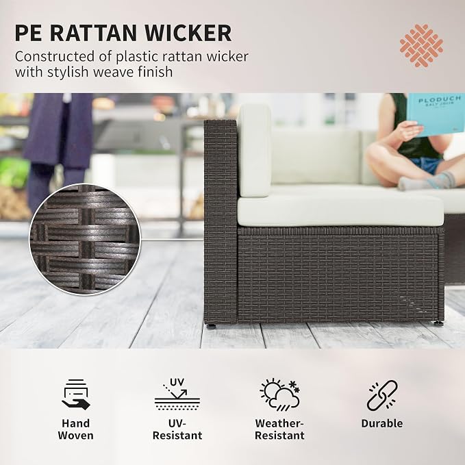 Outsunny 7 Piece Patio Furniture Set, Wicker Outdoor Sectional Sofa Set - Image 4