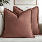 MIULEE Linen Fringe Decorative Fall Throw Pillow Covers Autumn Glaze 18x18 | by MIULEE