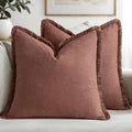 MIULEE Linen Fringe Decorative Fall Throw Pillow Covers Autumn Glaze 20x20 | by MIULEE