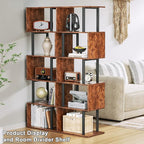 Furologee 6 Tier Bookshelf, Tall S Shaped Geometric Bookcase, Modern Display - Image 4