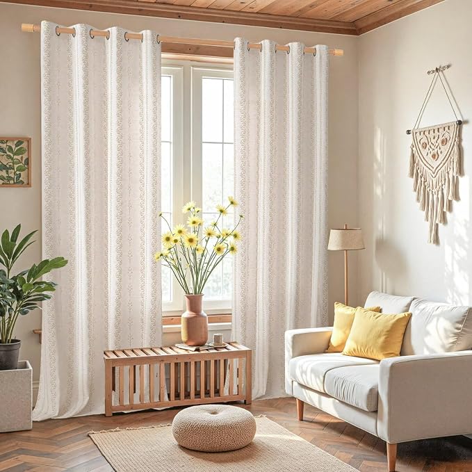 BGment Boho Curtains Leaf Floral Print Cottage Core Botanical Curtains - Image 2