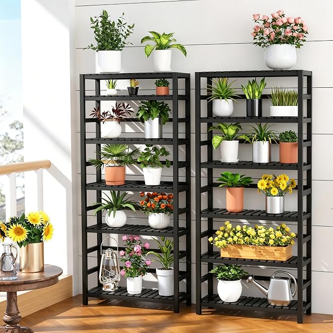VASMIA 6-Tier Bamboo Shelf, Bamboo Storage Shelving Unit, Tall Bookcase - Image 8