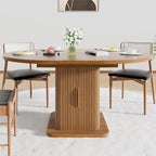 Extendable Round Dining Table for 4-6-8, 59 Inch Dining Room Kitchen Table - Image 3