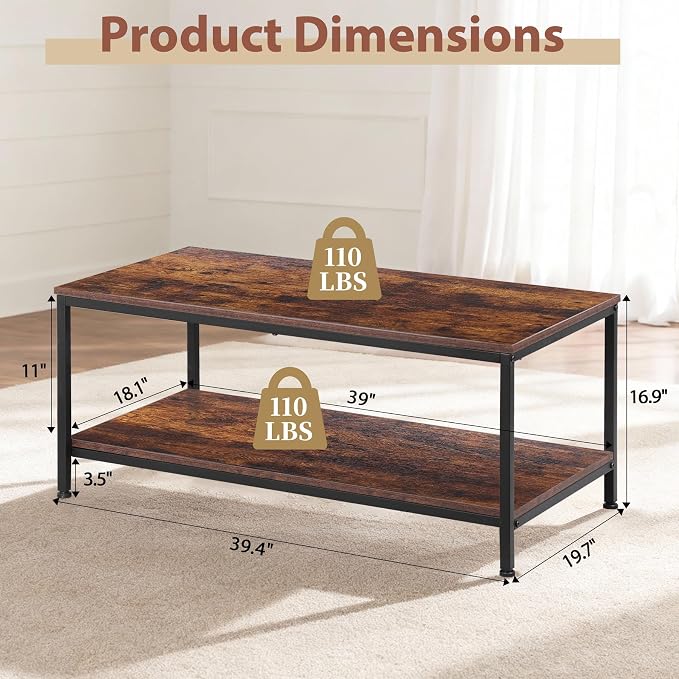 ZenStyle Industrial Coffee Table - Image 3