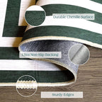 Front Door Mat Indoor Outside Entrance, 2x3 Green White Modern Rug | Non-Slip - Image 3
