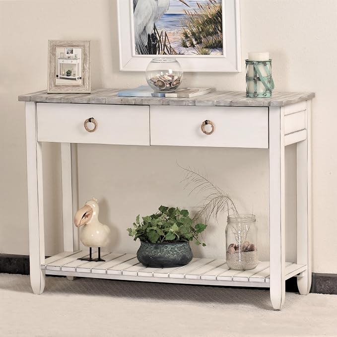 Sea Wind Florida Picket Fence Wood Console Table - Image 2