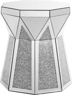 Drum End Table with Mirror Crystal, Modern Design Luxury Furniture, 20 inch - Image 4