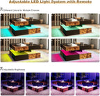 HedoAjim LED Coffee Table for Living Room, Living Room Table 2-Tier Square - Image 6