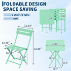 GarveeTech 3-Piece Folding Bistro Set, Heavy Duty Outdoor Patio Furniture - Image 2