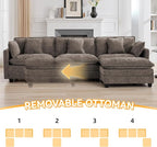 111'' Sectional Cloud Deep Seat Couch, Modern Comfy Chenille L Shaped Sectional - Image 6