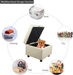 H&B Luxuries Tufted Leather Square Flip Top Storage Ottoman Cube Foot Rest - Image 7
