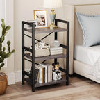 Homeiju Bookshelf, 3 Tier Industrial Bookcase, Metal Small Bookcase, Rustic - Image 5