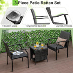 Tangkula 3 Pieces Patio Wicker Chair Set, Waterproof All Weather Resistant - Image 8